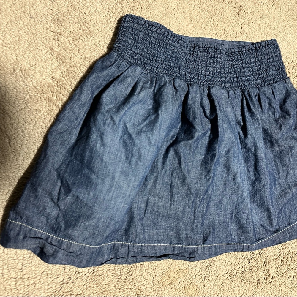 🍀 Lucky Brand Blue Smocked Bubble Mini Skirt - Picture 5 of 5